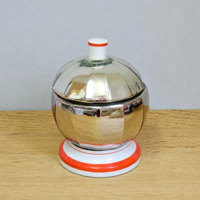 Alte Butterdose / Kaviarkühler Haesco Schmidt & Co. DDR 50er 60er Jahre Glas Keramik